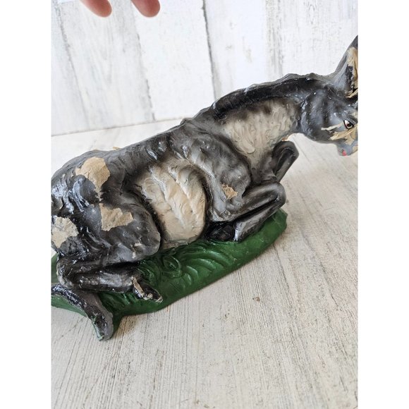 Vintage Italian donkey paper mache nativity as is Xmas village - Picture 7 of 9